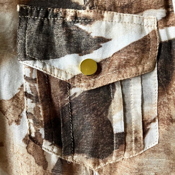 Cache Brown Semi-Sheer Animal Print Linen Blend Blouse - Size Small - Picture 4 of 14